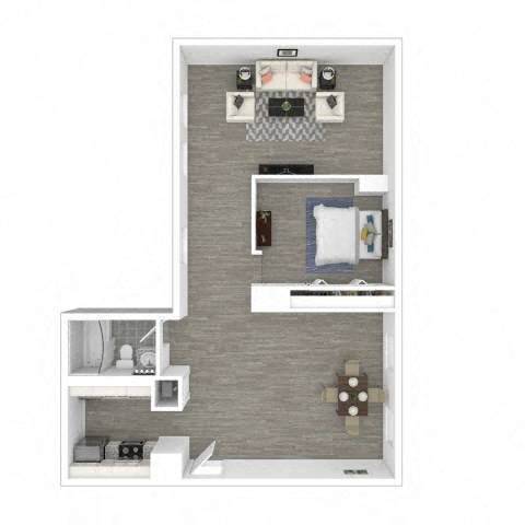 Floor plan for 1 bed, 1 bath, 625 sqft